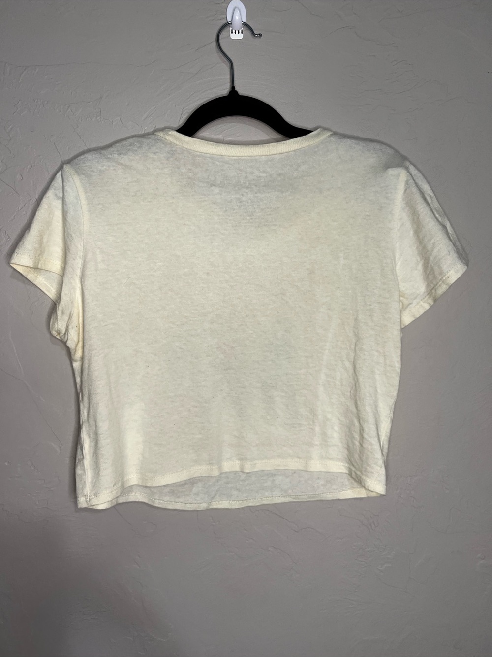 Def Leppard High 'N' Dry Yellow Cropped Baby Tee Graphic Band T-Shirt - Picture 6 of 6